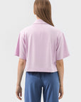 Misty Rose Half Button Short Sleeve Active T-Shirt