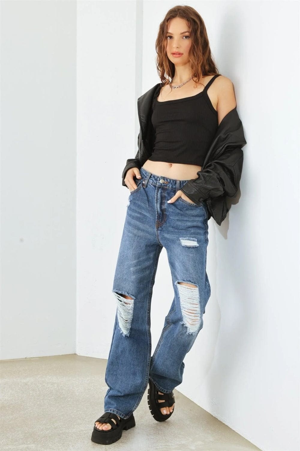 Light Gray HAMMER COLLECTION Distressed High Waist Jeans