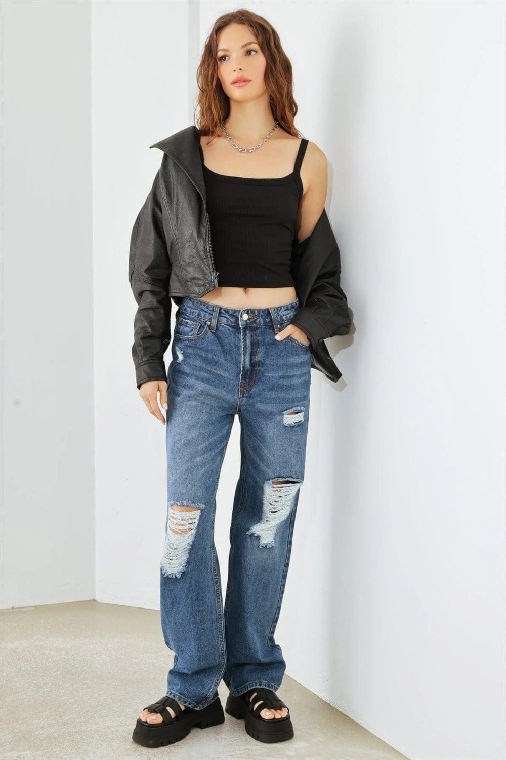 Light Gray HAMMER COLLECTION Distressed High Waist Jeans