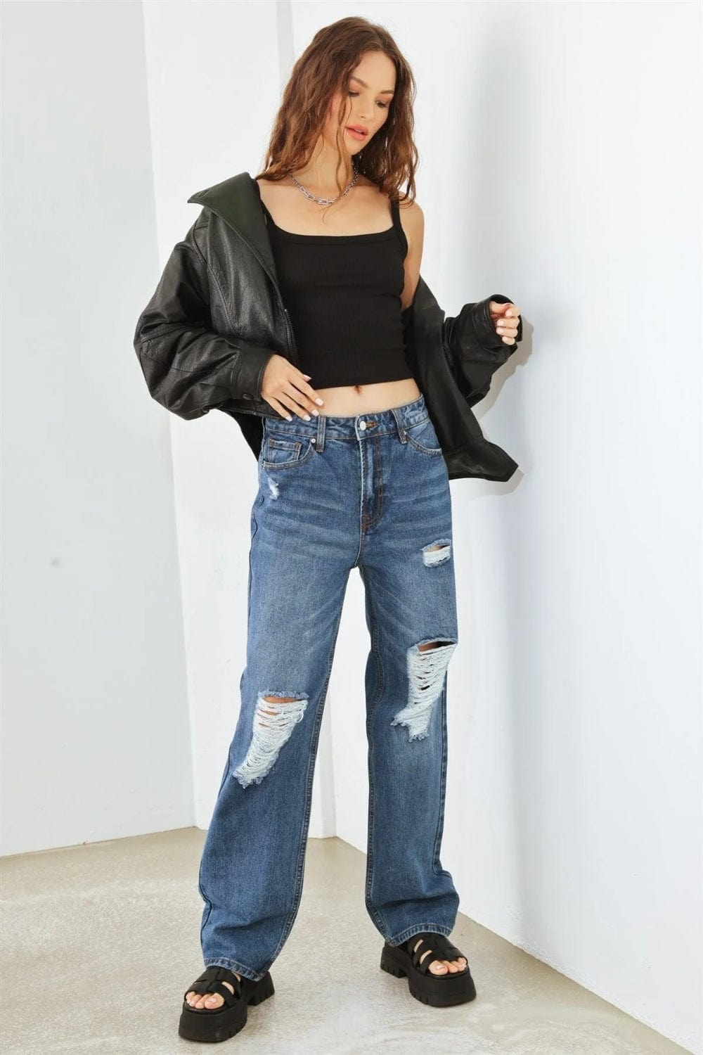 Light Gray HAMMER COLLECTION Distressed High Waist Jeans