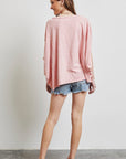 Light Gray HEYSON Full Size Garment-Dyed Boat Neck Oversized Top