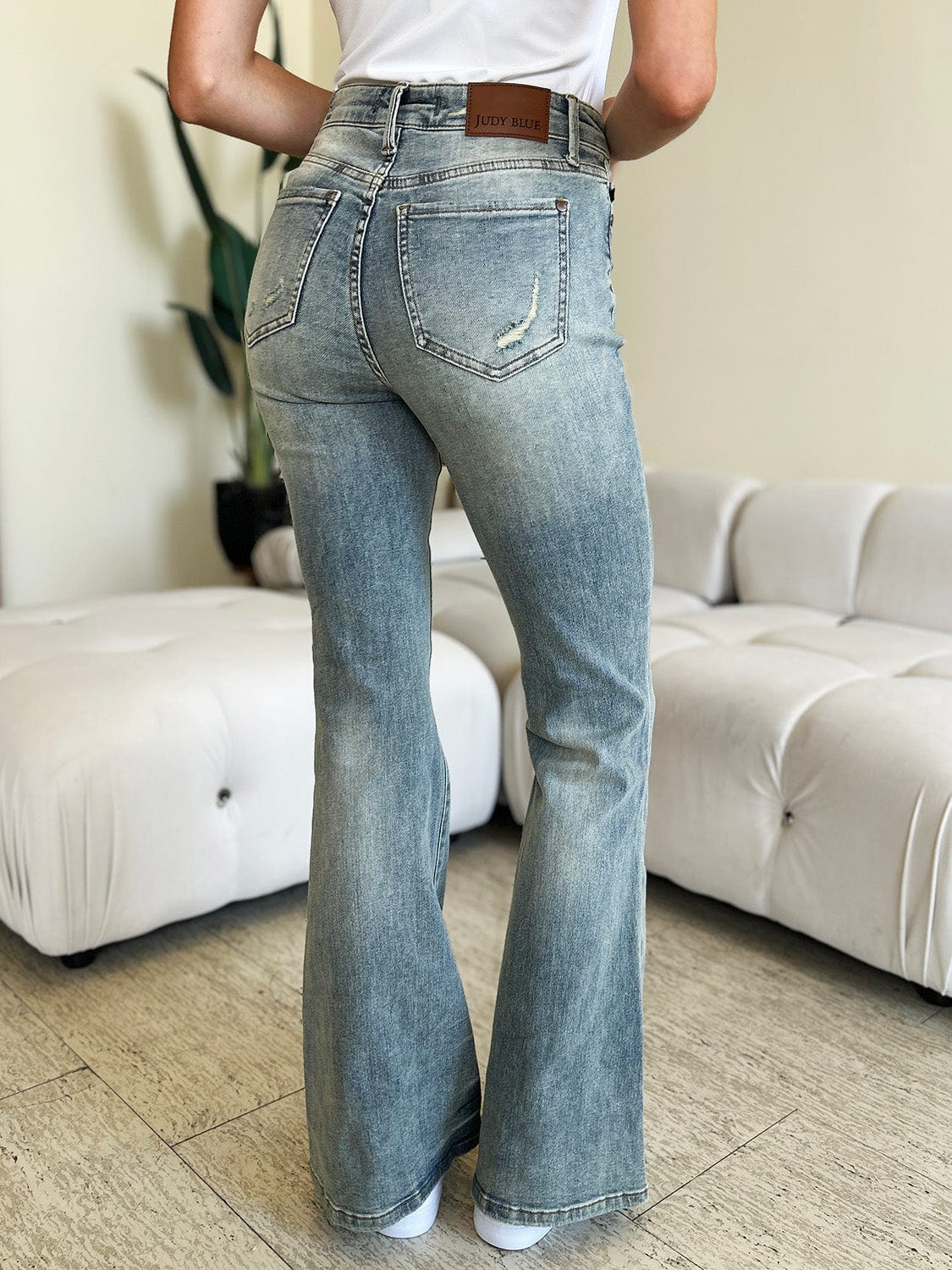 Gray Judy Blue Full Size High Waist Flare Jeans