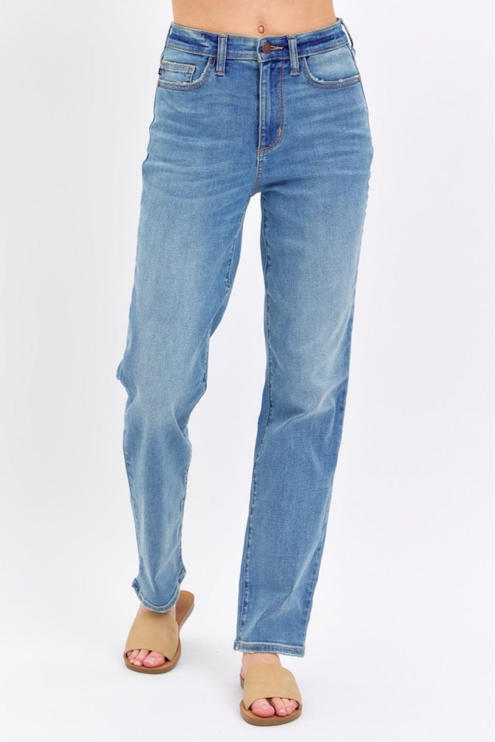 White Smoke Judy Blue Full Size High Waist Straight Jeans