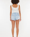 White Smoke Kancan Distressed Button Fly Denim Shorts