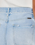 Light Steel Blue Kancan Distressed Button Fly Denim Shorts