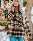 Double Take Plaid Button Front Shirt Jacket with Breast Pockets