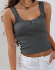 Dim Gray Lace Detail Square Neck Tank