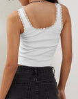 Gray Lace Detail Square Neck Tank