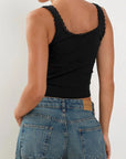 Dark Slate Gray Lace Detail Square Neck Tank