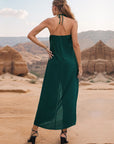 Rosy Brown Layered Halter Neck Wide Leg Jumpsuit