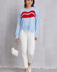 Lip Fringe Round Neck Sweater