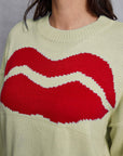 Lip Fringe Round Neck Sweater