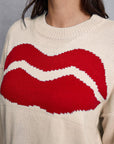 Lip Fringe Round Neck Sweater