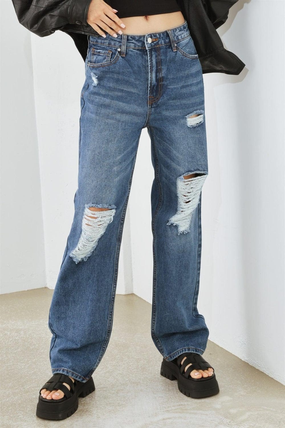 Dark Slate Gray HAMMER COLLECTION Distressed High Waist Jeans