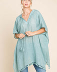 Light Gray Cotton Bleu by Nu Label Tassel Hem Hooded Cover Up