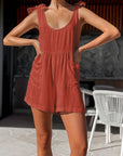 Sienna Full Size Scoop Neck Tie Shoulder Romper