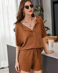 Sienna Full Size Waffle-Knit Dropped Shoulder Top and Shorts Set