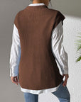 Dim Gray Pearl Trim V-Neck Sweater Vest