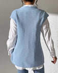 Light Slate Gray Pearl Trim V-Neck Sweater Vest