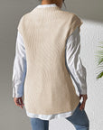 Rosy Brown Pearl Trim V-Neck Sweater Vest