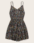 Antique White Printed V-Neck Spaghetti Strap Romper