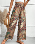 Light Gray Printed Wide Leg Pants