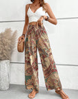 Light Gray Printed Wide Leg Pants