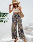 Light Gray Printed Wide Leg Pants