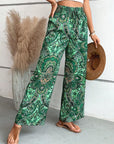 Gray Printed Wide Leg Pants