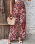 Rosy Brown Printed Wide Leg Pants