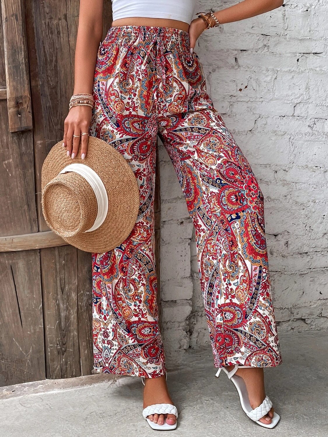 Dim Gray Printed Wide Leg Pants