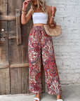 Rosy Brown Printed Wide Leg Pants