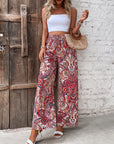 Gray Printed Wide Leg Pants