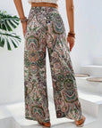 Light Gray Printed Wide Leg Pants