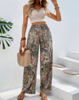 Light Gray Printed Wide Leg Pants