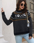 Ribbed Round Neck Long Sleeve Pullover Sweater