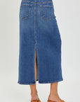 Light Gray RISEN High Rise Back Slit Denim Skirt