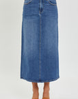 Light Gray RISEN High Rise Back Slit Denim Skirt