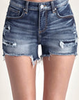 Rosy Brown RISEN Mid Rise Raw Hem Denim Shorts