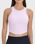 Light Gray Round Neck Racerback Active Tank