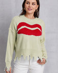 Lip Fringe Round Neck Sweater