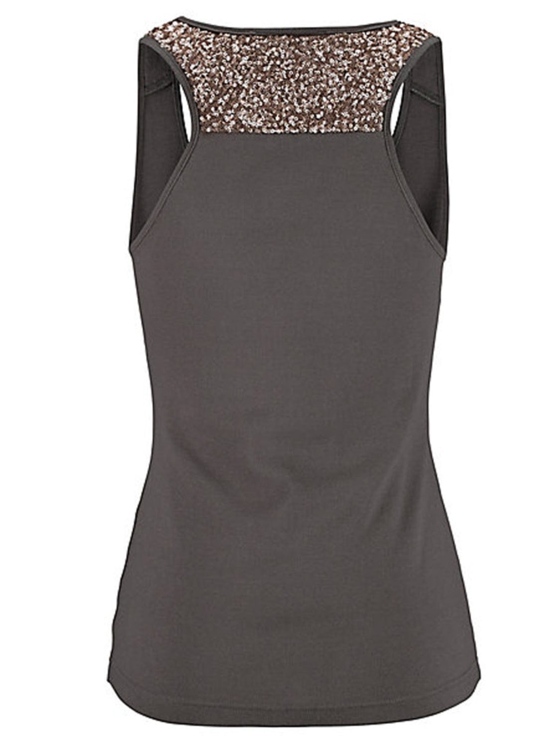 Dark Slate Gray Sequin Scoop Neck Tank