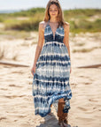 Light Gray Tie-Dye Halter Neck Sleeveless Dress