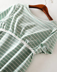 Gray Striped Round Neck Short Sleeve Dress