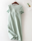 Light Gray Striped Round Neck Short Sleeve Dress