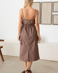 Light Gray Tasha Apparel Adjustable Strap Waist Drawstring Cargo Midi Dress