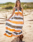 Light Gray Tie-Dye Halter Neck Sleeveless Dress