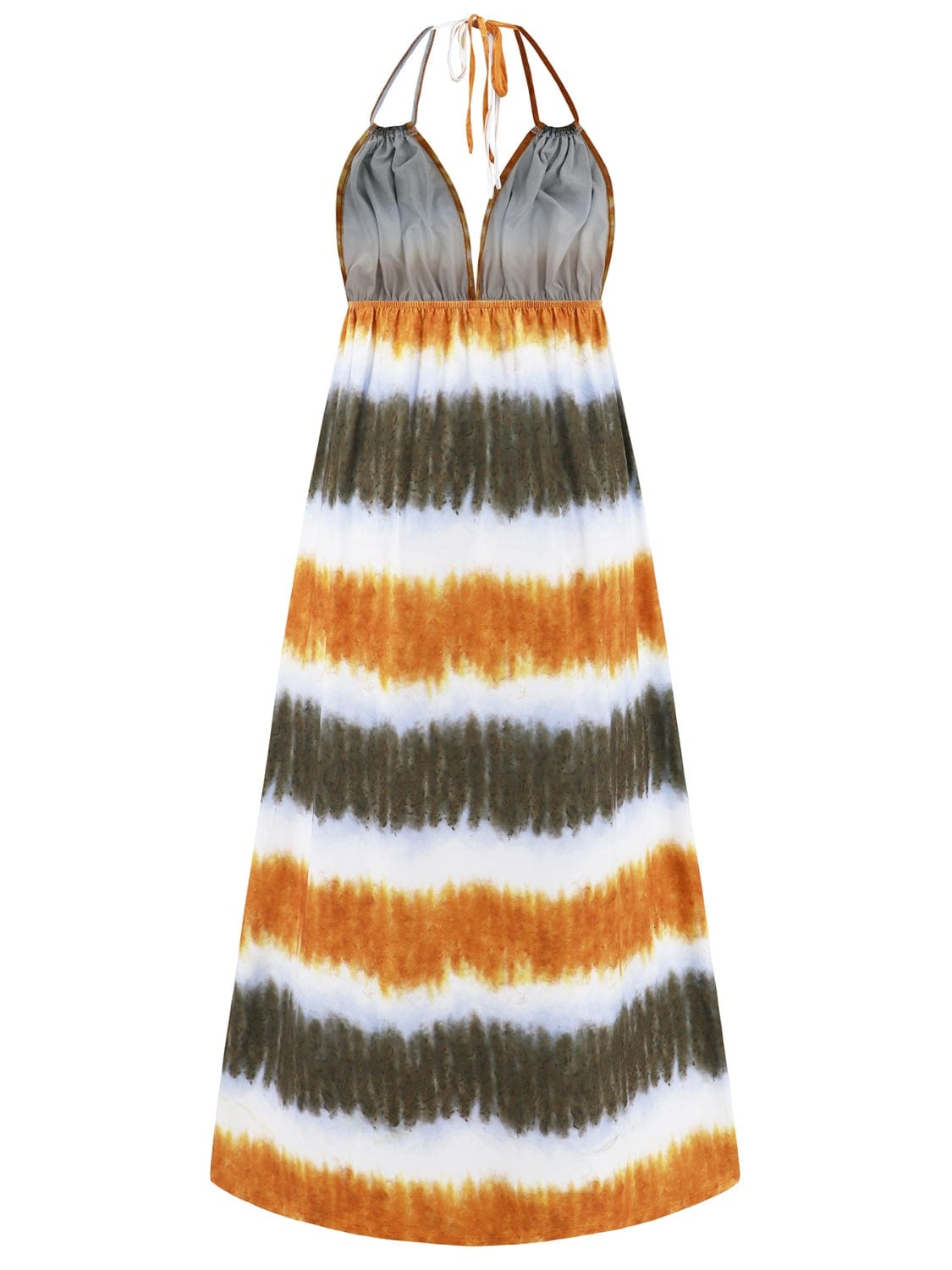 Dim Gray Tie-Dye Halter Neck Sleeveless Dress