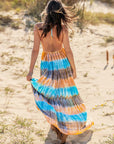 Wheat Tie-Dye Halter Neck Sleeveless Dress