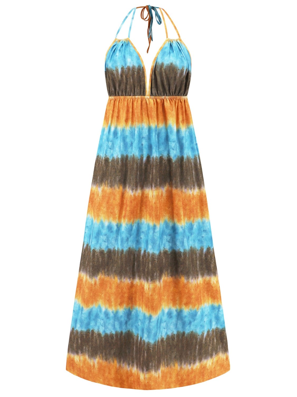 Dim Gray Tie-Dye Halter Neck Sleeveless Dress